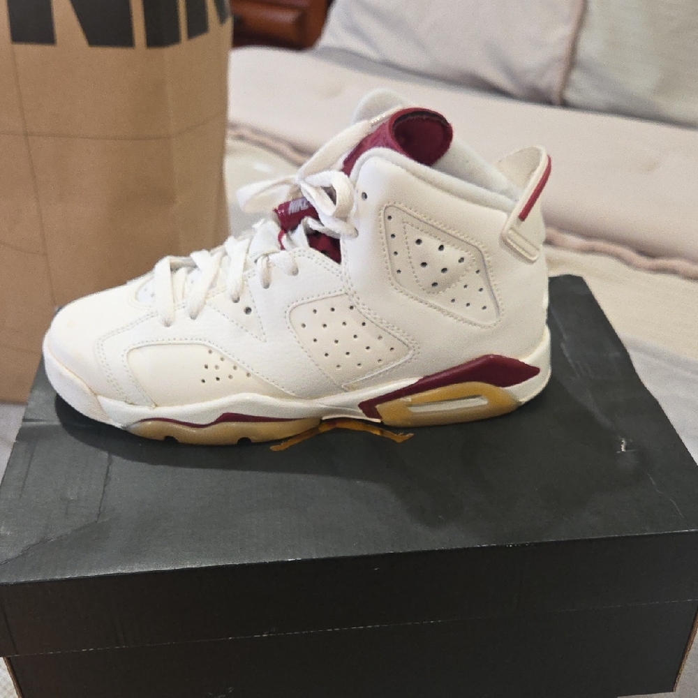 Nike Kids White and Maroon High-Top Sneakers